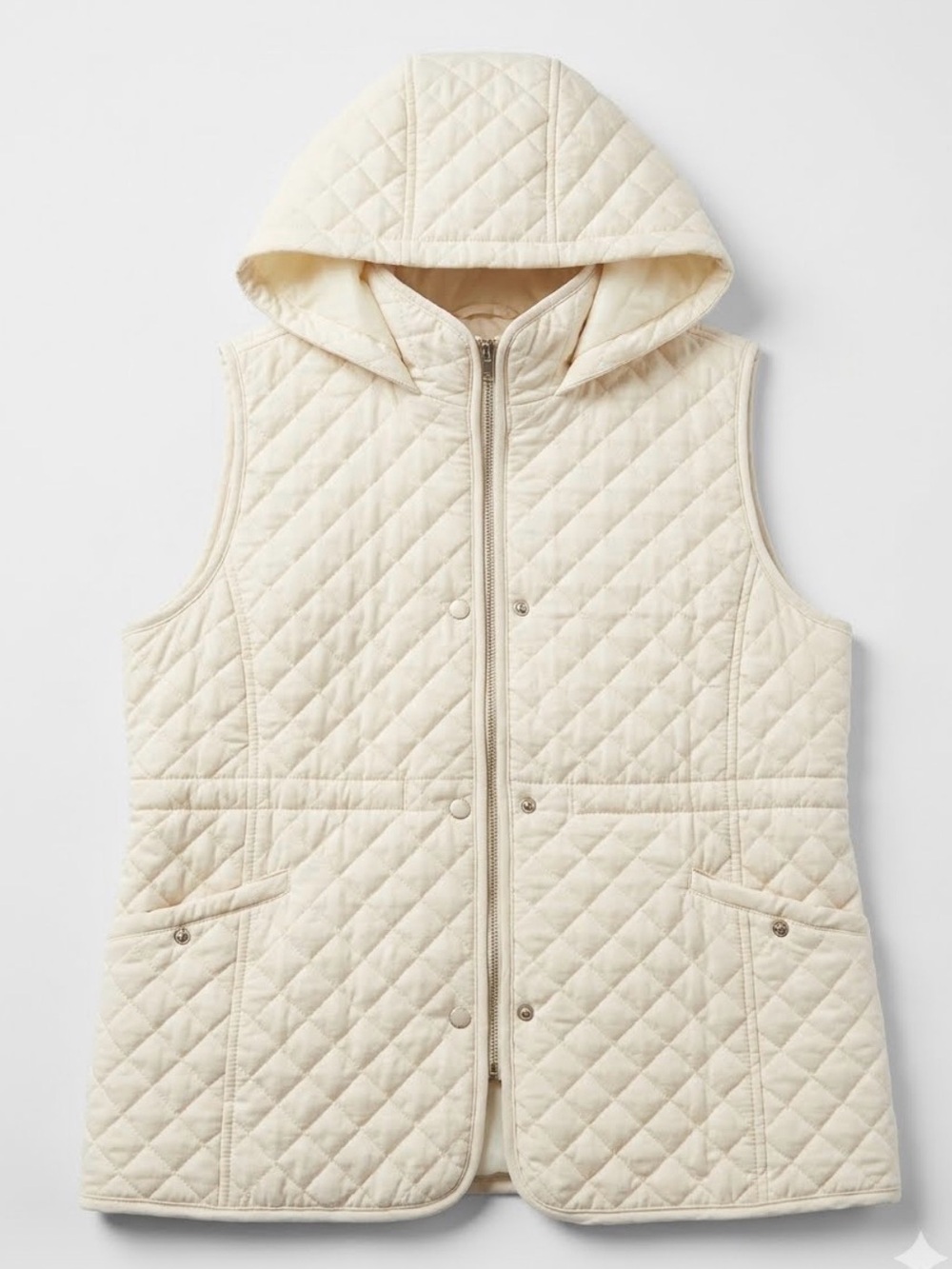 G.H. Bass & Co. Quilted Hooded Vest in Off-White